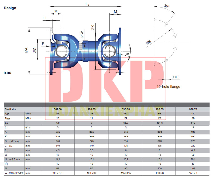 Khớp nối cardan GWB 587-390-190 Coupling