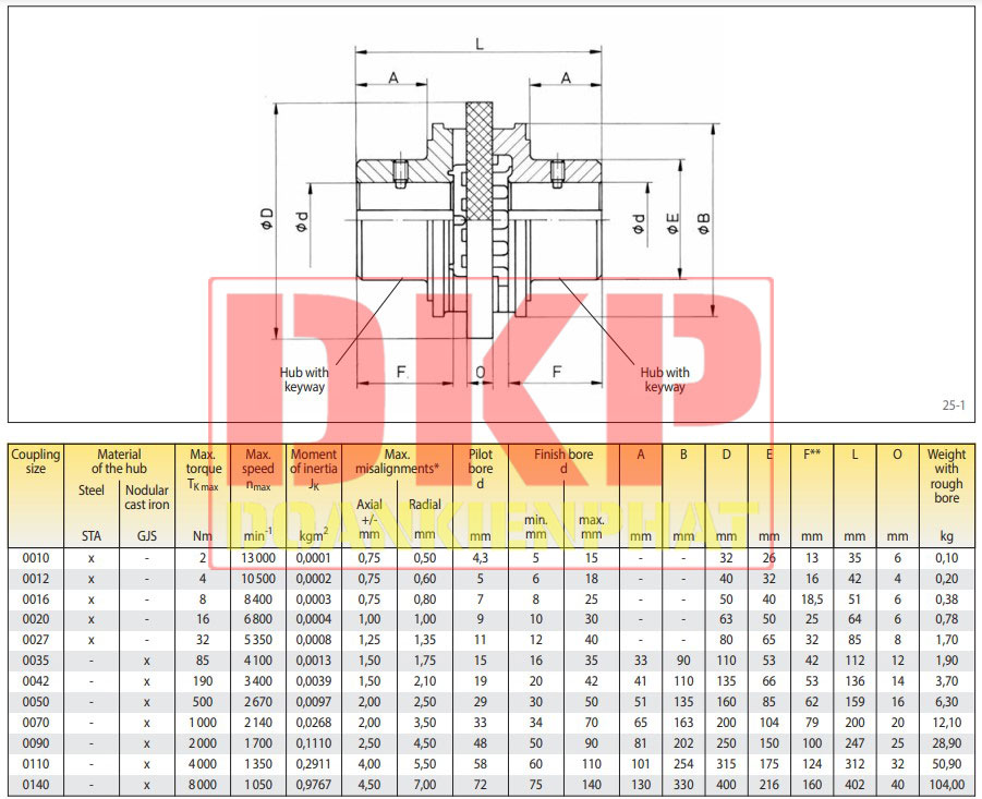 Khớp nối trục Ringspann RDA ESO với rãnh then